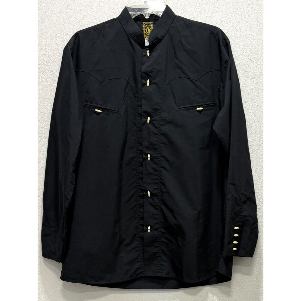 Camisas Bon Chuy Mens Black Decorate Buttons Down Shirt Size 38 - Picture 3 of 6